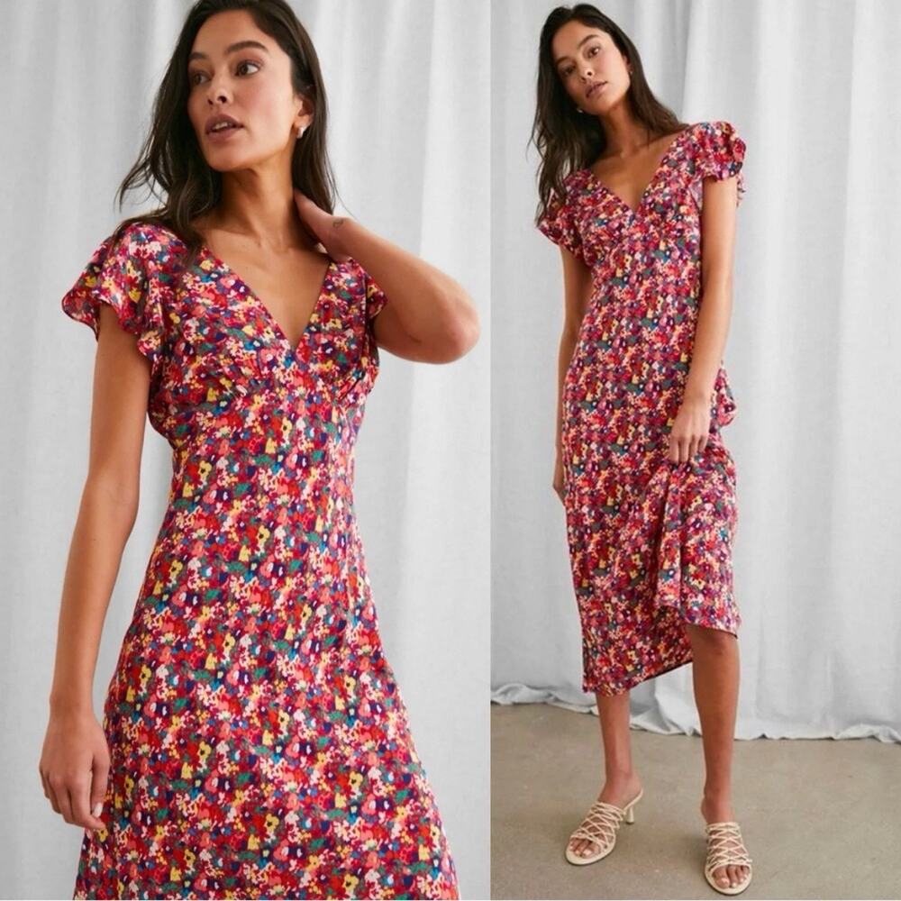 Rails Kenz Midi Dress Scarlet Floral Size Large boho chic romantic Cottage core